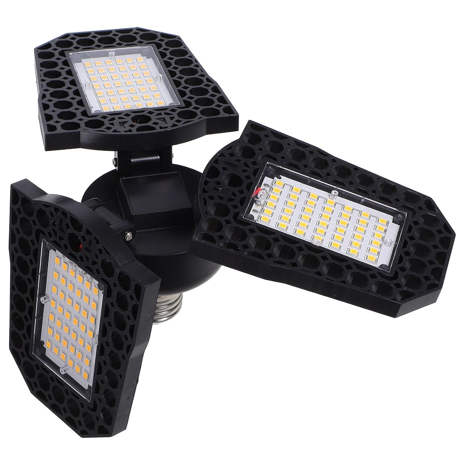 Veemoon LED Deformation Three-Leaf Folding Garage Light 60W Warm White High Bay Ceiling Lamp for Warehouse Workshop Commercial