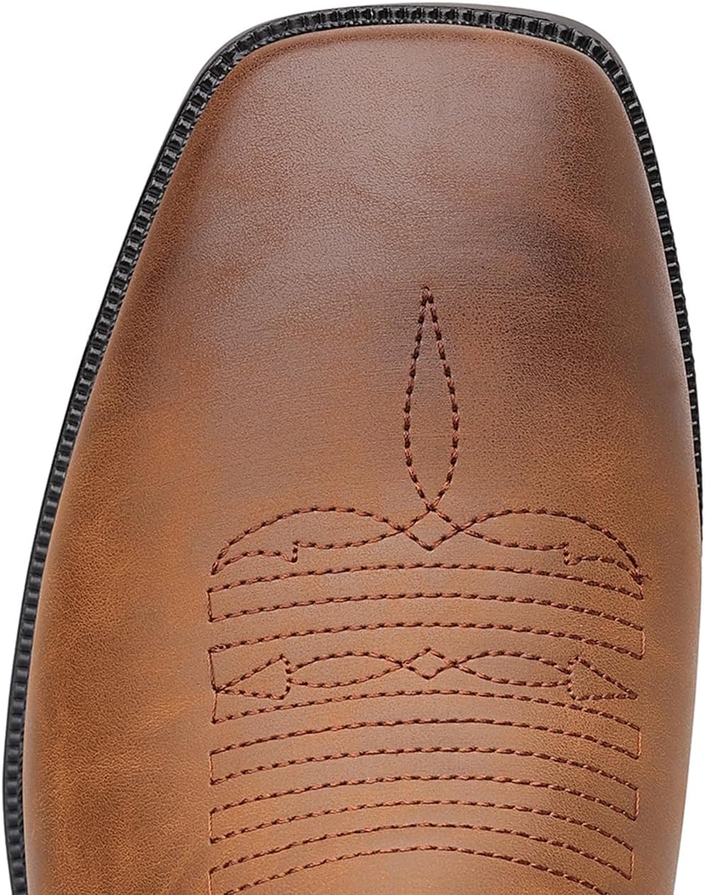 SelRoys Men’s cowboy boots with square toe pull-on embroidered shaft western boots for rodeo ranch riding wear
