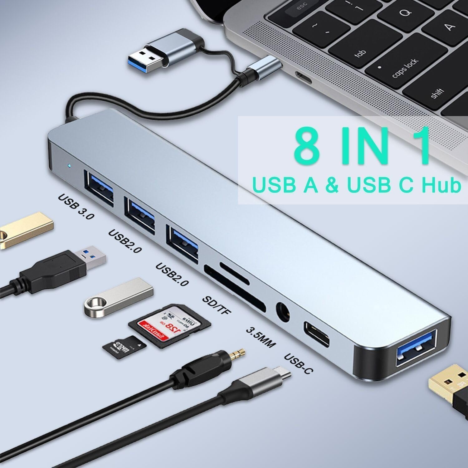 Amazon | USB C ハブ 8-IN-1 8ポートUSB A 分岐 USB Hub 分配器