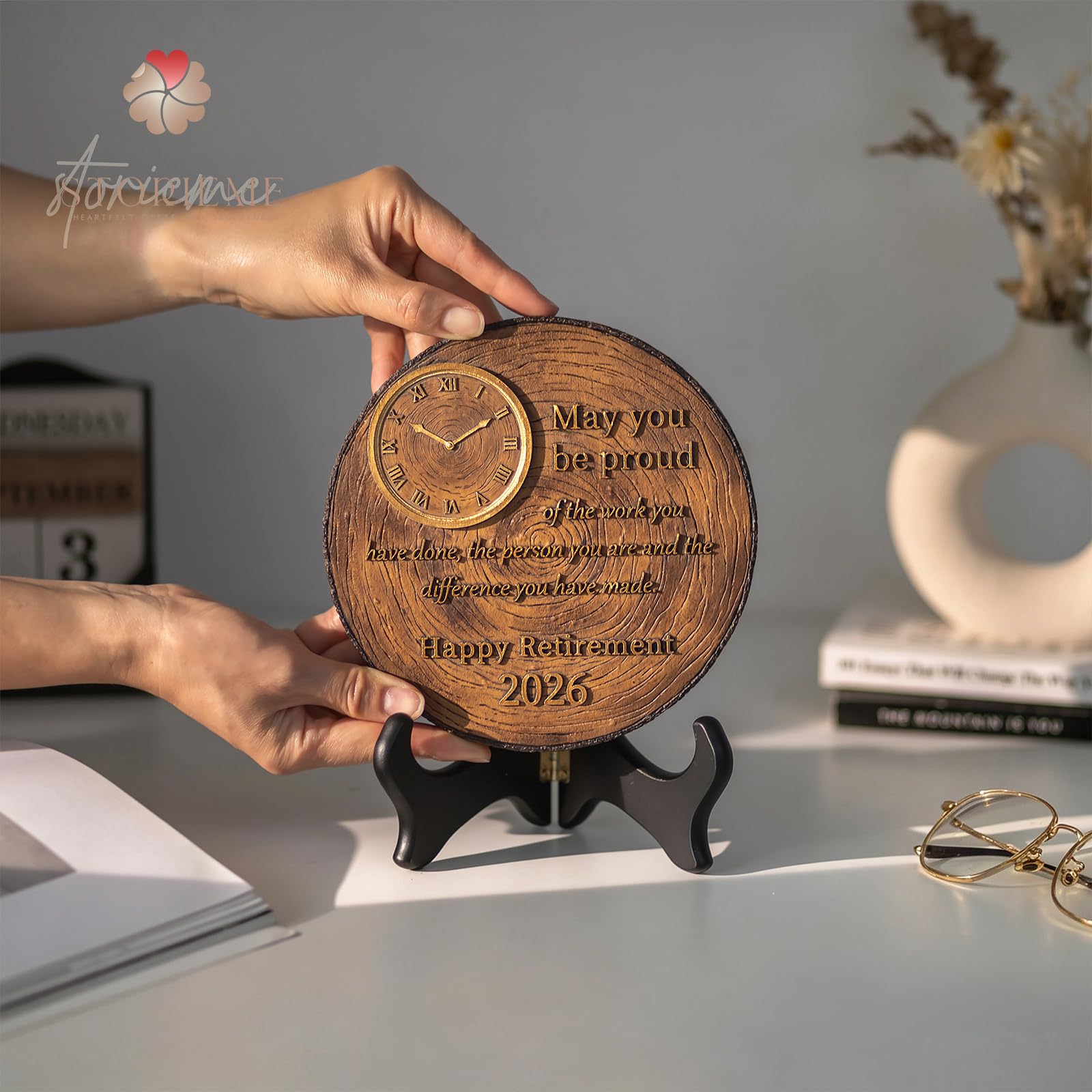 Storieme Happy Retirement Gifts for Men: 7" Cool Plaque Gift for Retirement Party Table Decorations - 2026 Retired Gifts Ideas for Man Teacher Coworker Boss