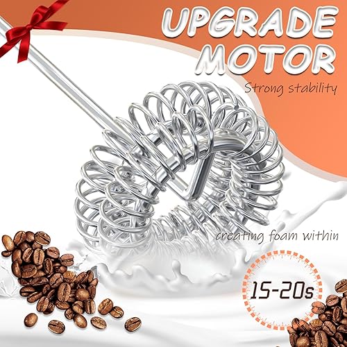 Miniatura 2 de Máquina de espuma de carga USB de mano con soporte de acero inoxidable, mini licuadora DOBLE WHISK y mezclador eléctrico para café (negro)