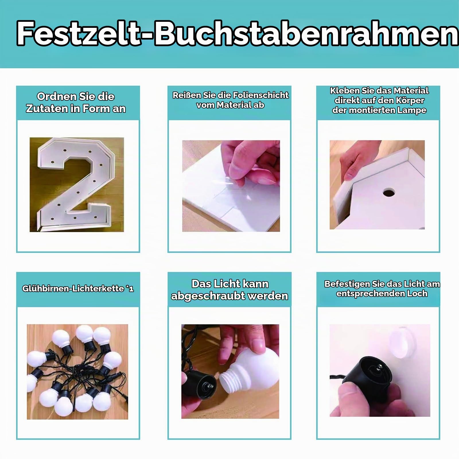 Love-Leuchtbuchstaben 1,22 m Liebesbrief-Antragsset schnelle Montage ohne Werkzeug for Antrag Hochzeit Verlobung(120cm)