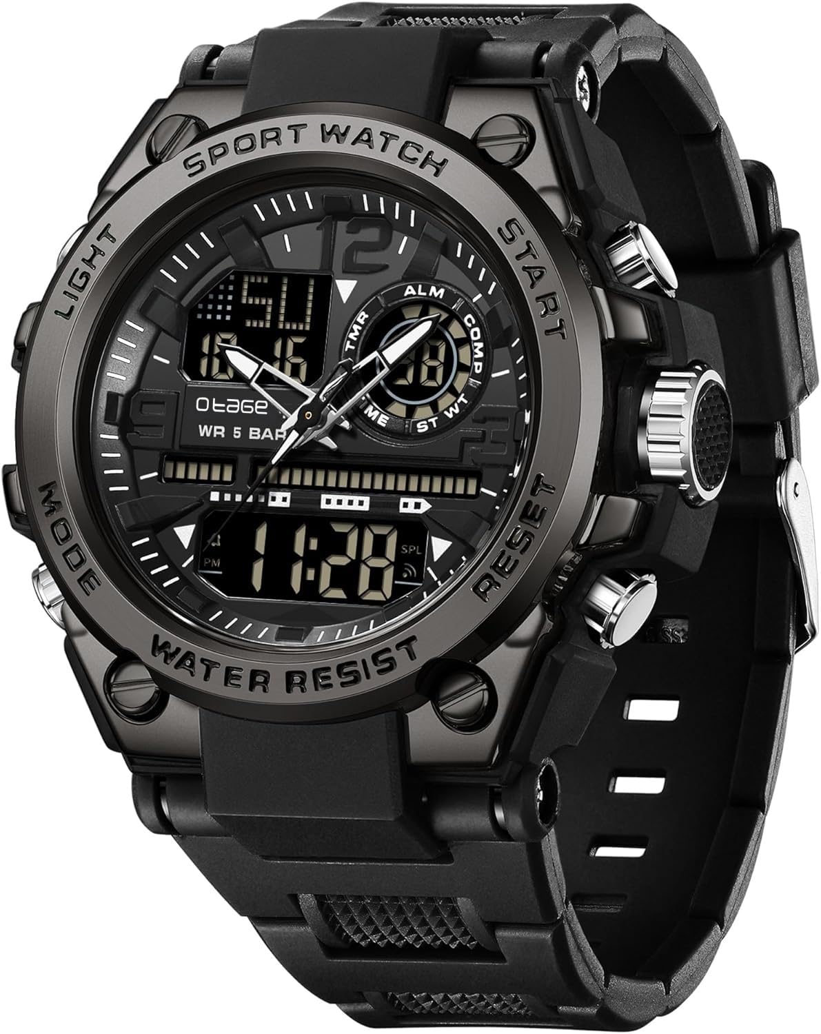 Analog-Digital Sports Watch Chronograph, Dual Time,Alarm, Stopwatch, Calendar, Water-Resistant, Shock-Resistant, Back Light Display. Watch for Men-image-9