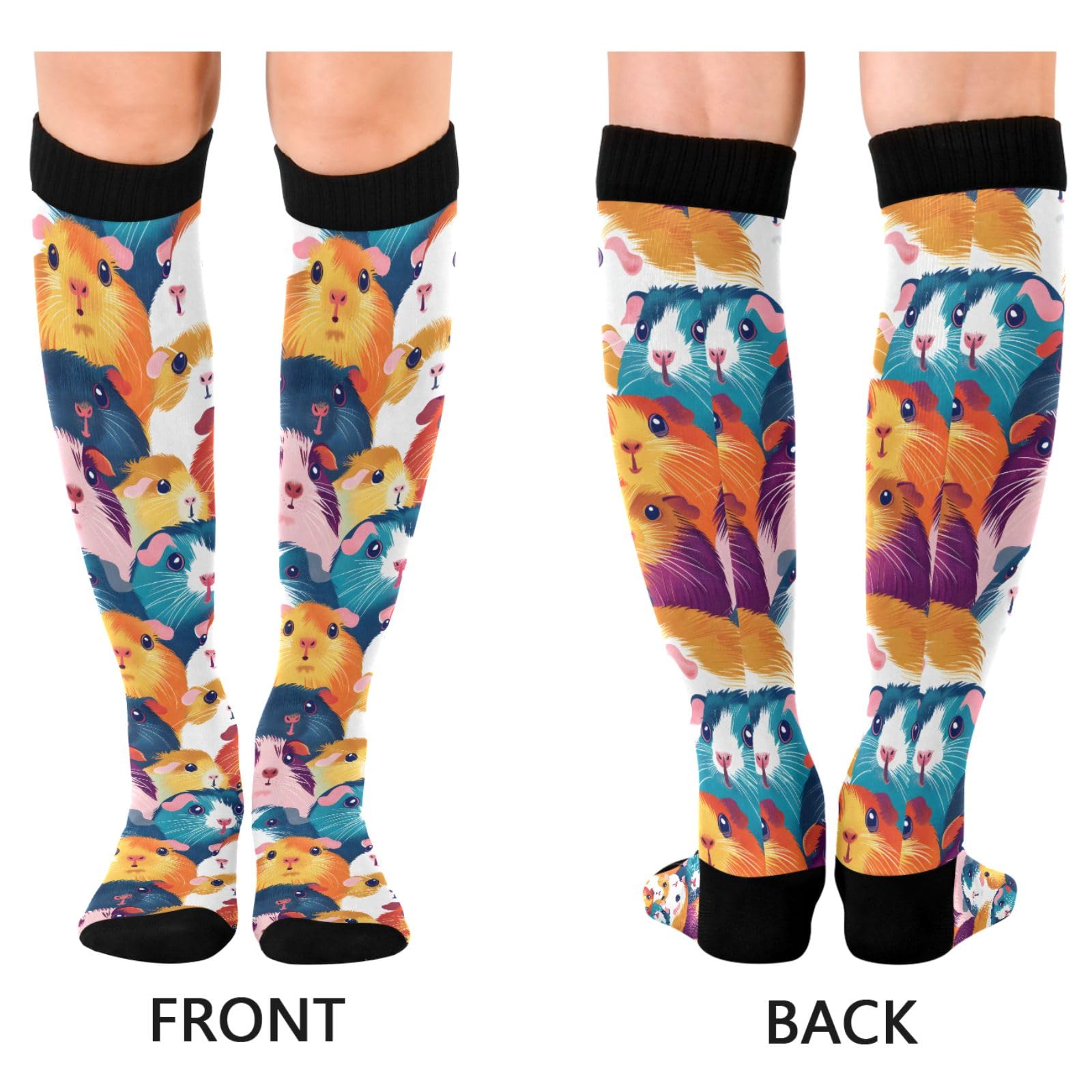 ALAZA Athletic Compression Socks Knee High Socks Stockings for Women Guinea Pigs Running Circulation Sport Football