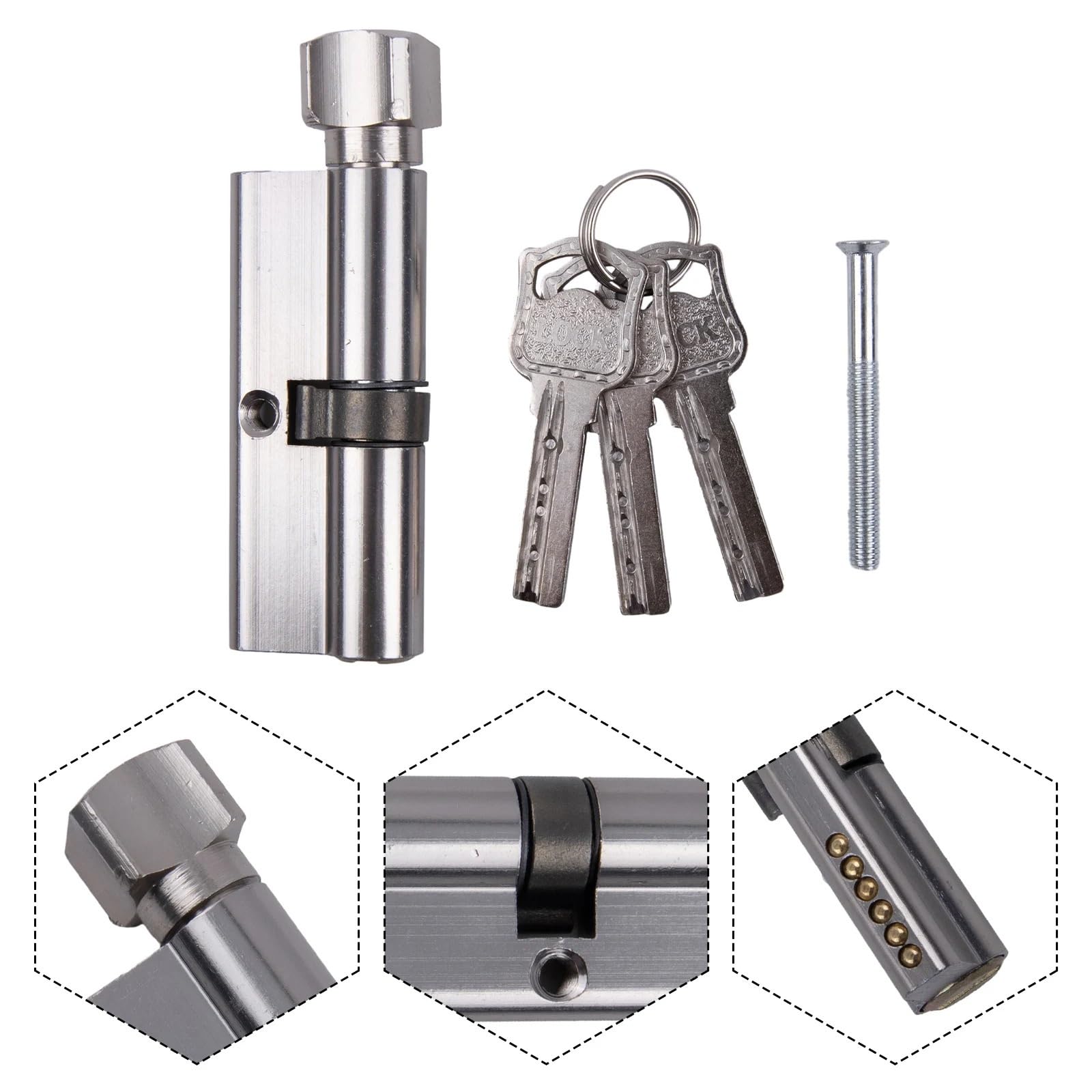 Cerradura de cilindro europeo, barril de puerta de latón y aluminio de aleación de 70mm for entrada antirrobo de dormitorio interior