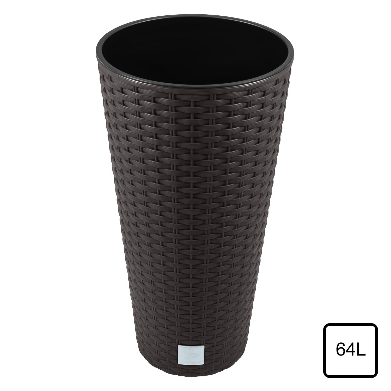 Vaso Rato Tubus Per Piante – Plastica Effetto Rattan, Bianco, 25x48 Cm, Capacità 15,5 L, Con Inserto