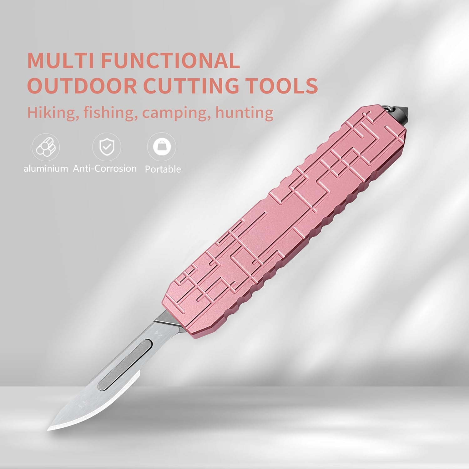 Aluminium Alloy Pocket Knife with Clip, Folding EDC Utility Knife, Box Cutter with 10pcs Carbon Steel Blades
