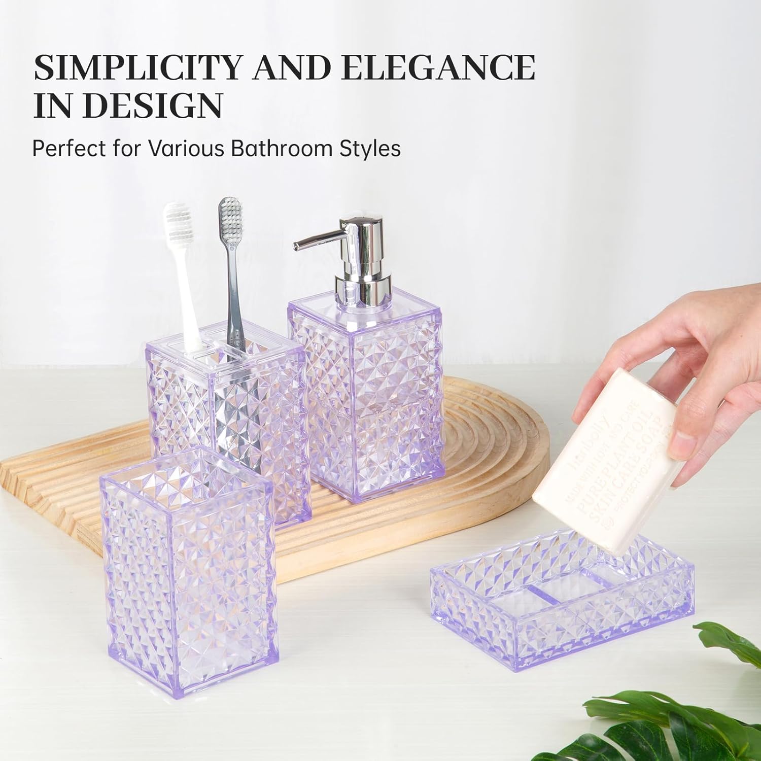 Bathroom Accory Set, Plastic Bathroom Set Include Soap Dispenser, Soap
