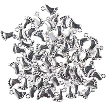60Pcs Feet Footprint Charms Pendants Silver Alloy Charms Pendants for DIY Jewelry Making Necklace Bracelet Craft Supplies