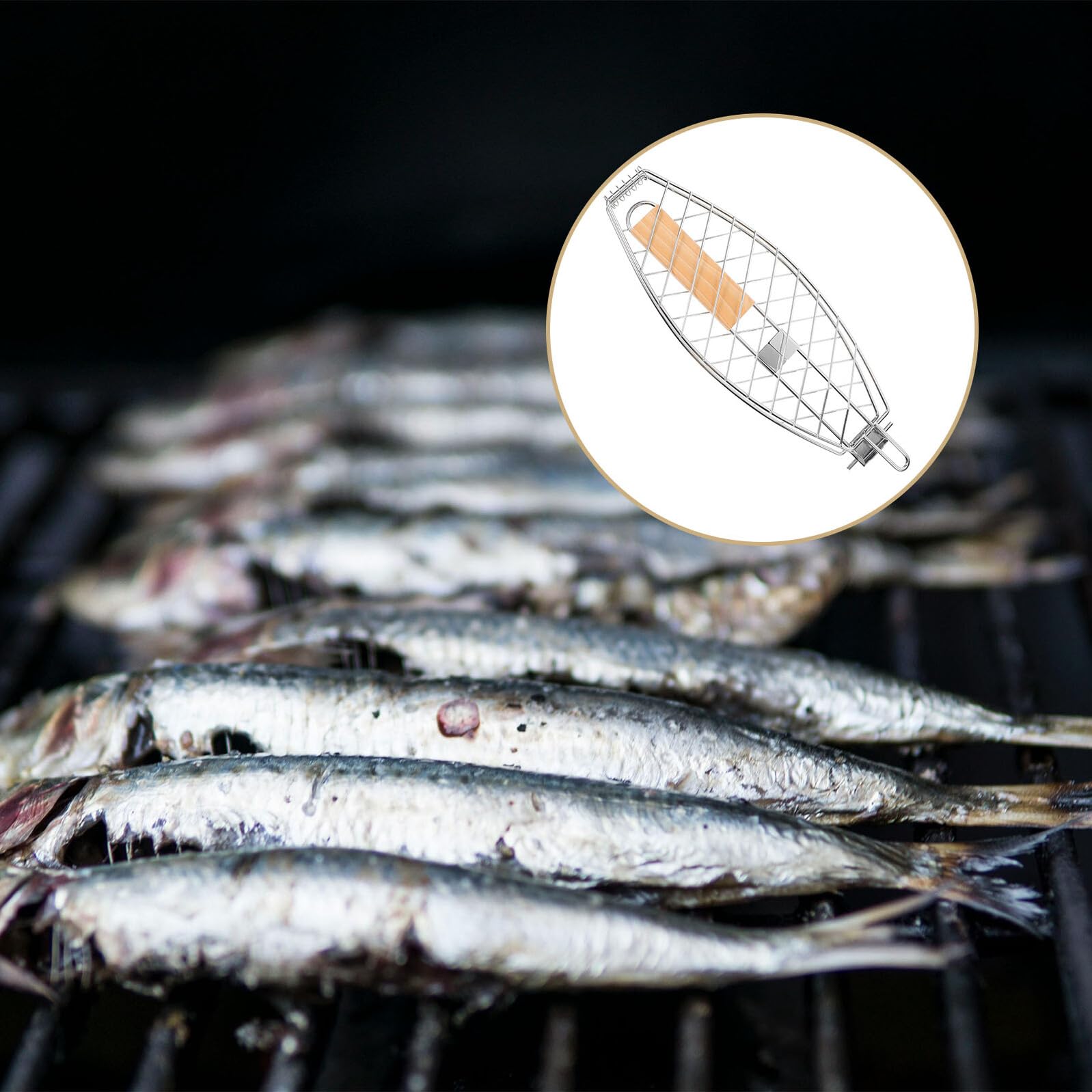 Juego de 2 cestas plegables de acero inoxidable para asar pescado, barbacoa, herramientas de cocina portátiles y perfectas para asar al aire libre, acampar y nics