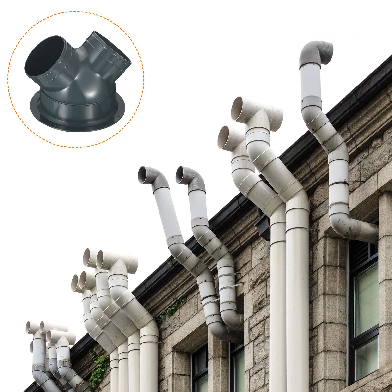 PATIKIL 3 Vie Condotto Splitter 4"x4"x6" Y Riduttore Connettore Aria Sfiato Condotto Tubo flessibile Scarico Tubo Adattatore con Flangia Asciugatrice Scarico Ventilatore Sfiato HVAC Grigio