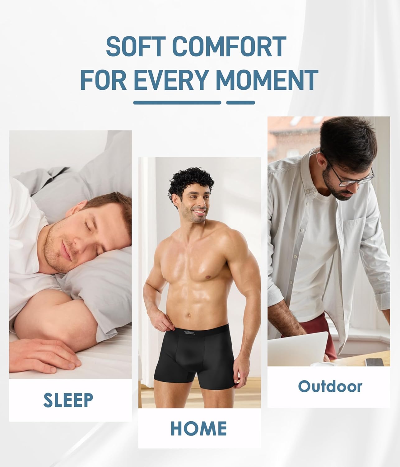 Satin Mens Boxer Briefs, Breathable Ice Silk Feeling Underpants, Nylon Trunks, Seamless Underwear for Men 5 Pack - Image 6