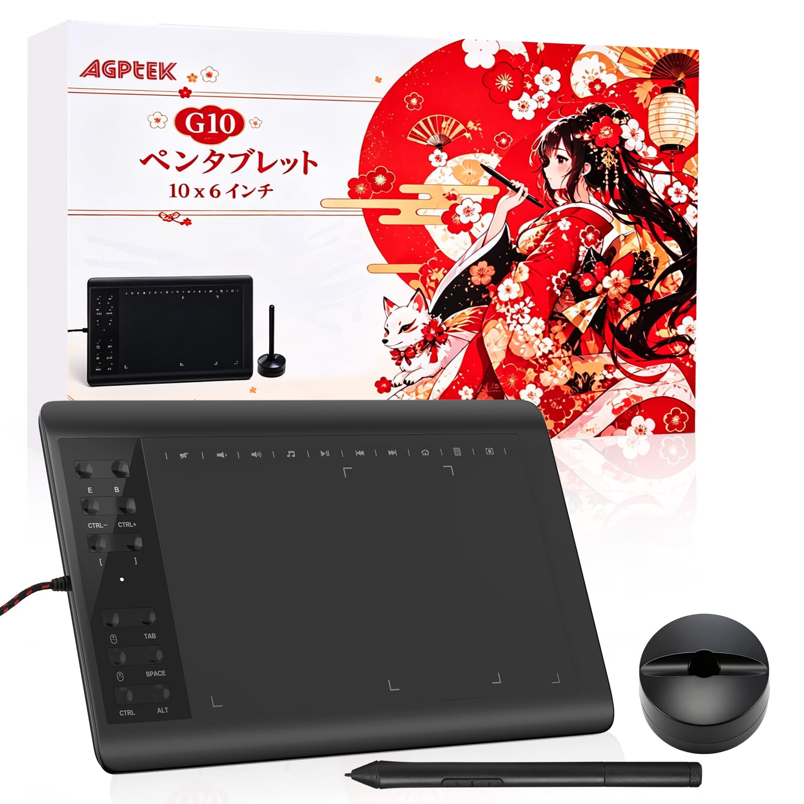 Amazon | AGPTEK ペンタブレット 日本限定 G10ペンタブ 10x6インチ 板