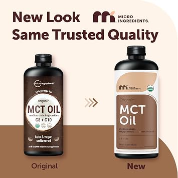 MCT Oil Organic, 32 fl oz |100% Virgin Coconut with C8 + C10 Fatty Acids | Great for Coffee or Dressings | Unflavored, Keto, Vegan