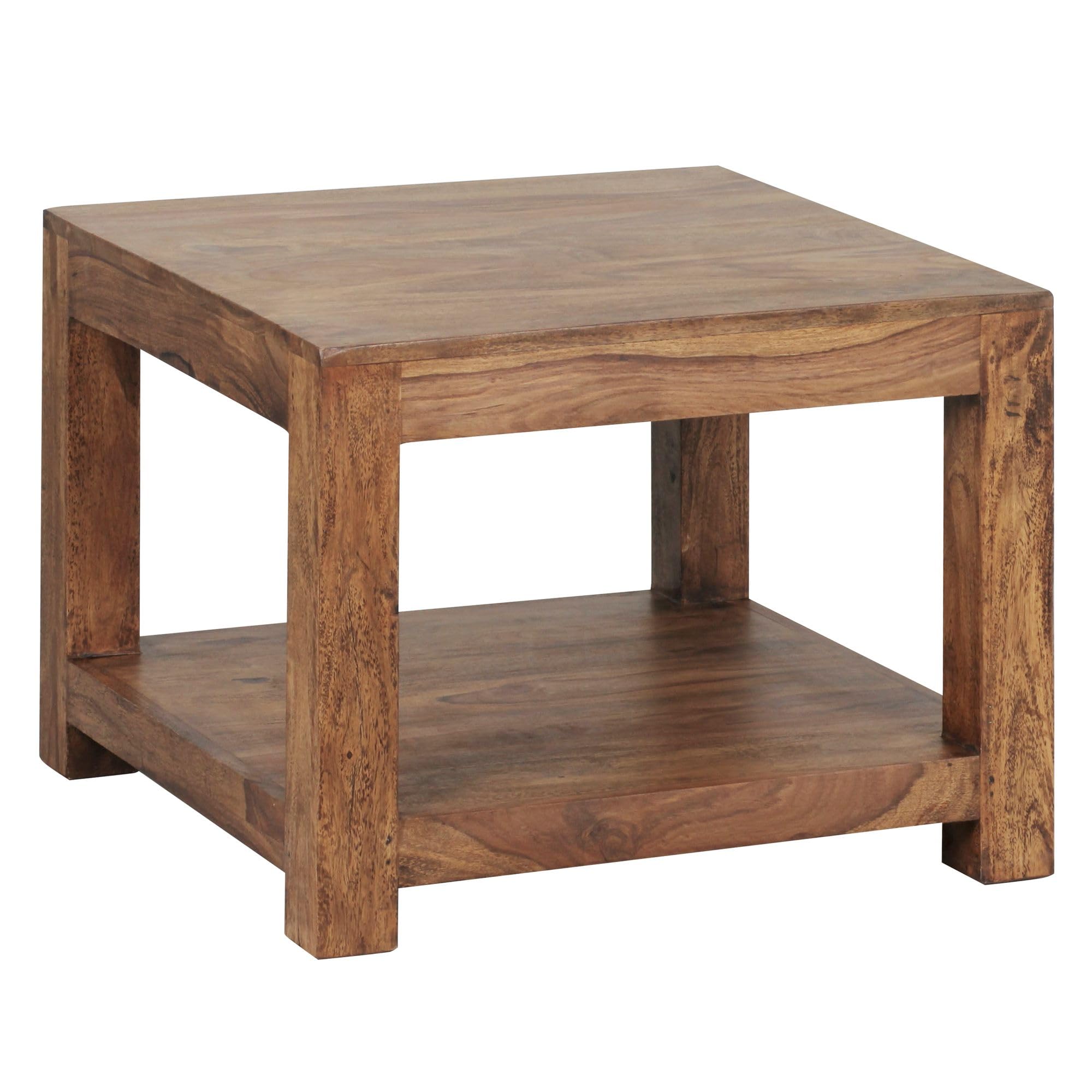 Wohnling WL1, 570 mesa de 60 x 45 cm madera de palisandro | Mesa de salón cuadrada de estilo rústico, mesa de sofá maciza con veta única, mesa de centro de madera