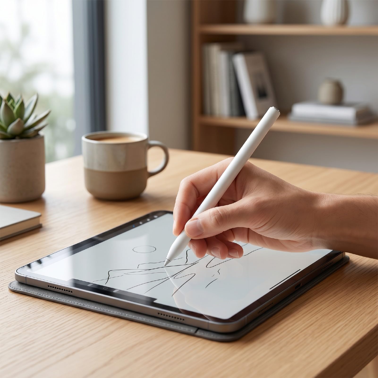 Lápiz óptico de Pantalla Táctil Preciso para Tablet USI 2.0 con Batería de Larga Duración y Detección de Inclinación para Artistas y Estudiantes (White)