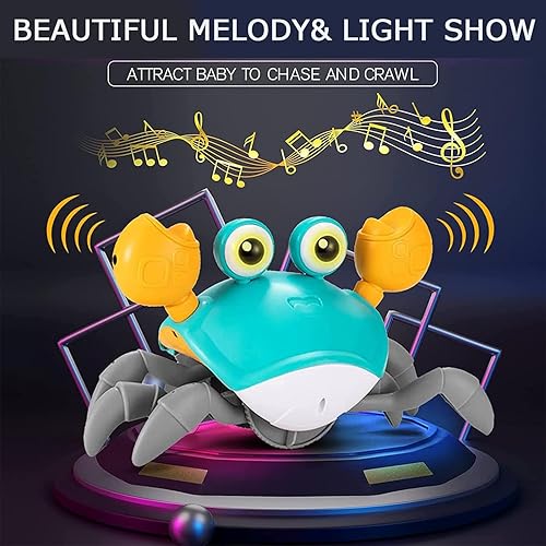 Miniatura 3 de Juguete para bebé de cangrejo gateante, juguetes para la hora boca abajo con música y luces, regalo interactivo de Navidad y Pascua para niños y
