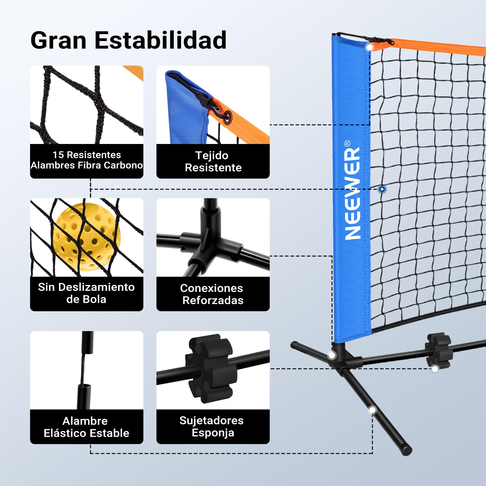 NEEWER Red Ancha de Pickleball, Accesorios pequeños y Plegables para Entrenamiento y práctica de Pickleball en Interiores y Exteriores, sin Necesidad de Herramientas.