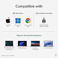 Vista 5 de Plugable Estación de acoplamiento USB C 13 en 1, monitor triple 4K con entrega de energía de 100 W Base USB C para Windows, Mac, ChromeOS