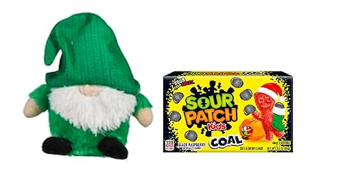 Miniatura 7 de Calcetín de Navidad con caramelo de chocolate y carbón con gnomo de Papá Noel de Navidad rojo