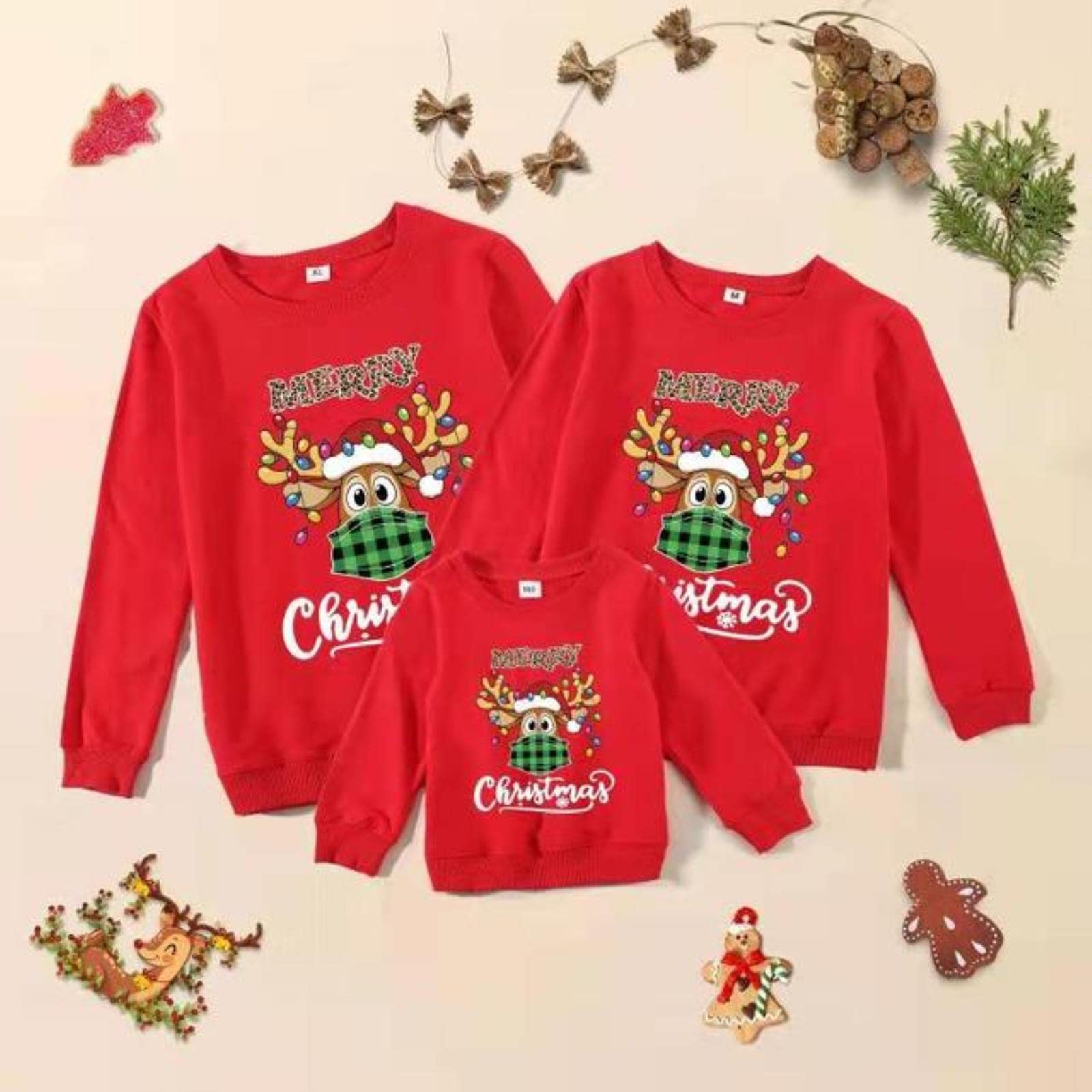 Christmas Deer Family Sweaters Mother Daughter Father Son u0026 Baby Matching Sweatshirts  Xmas Mommy and Me Clothes Cotton Tops-MY-A(red),Baby 90 (24M) :  Amazon.co.uk: Fashion