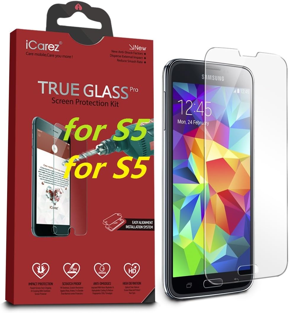 iCarez Tempered Glass Screen Protector for Galaxy S5, 1-Pack