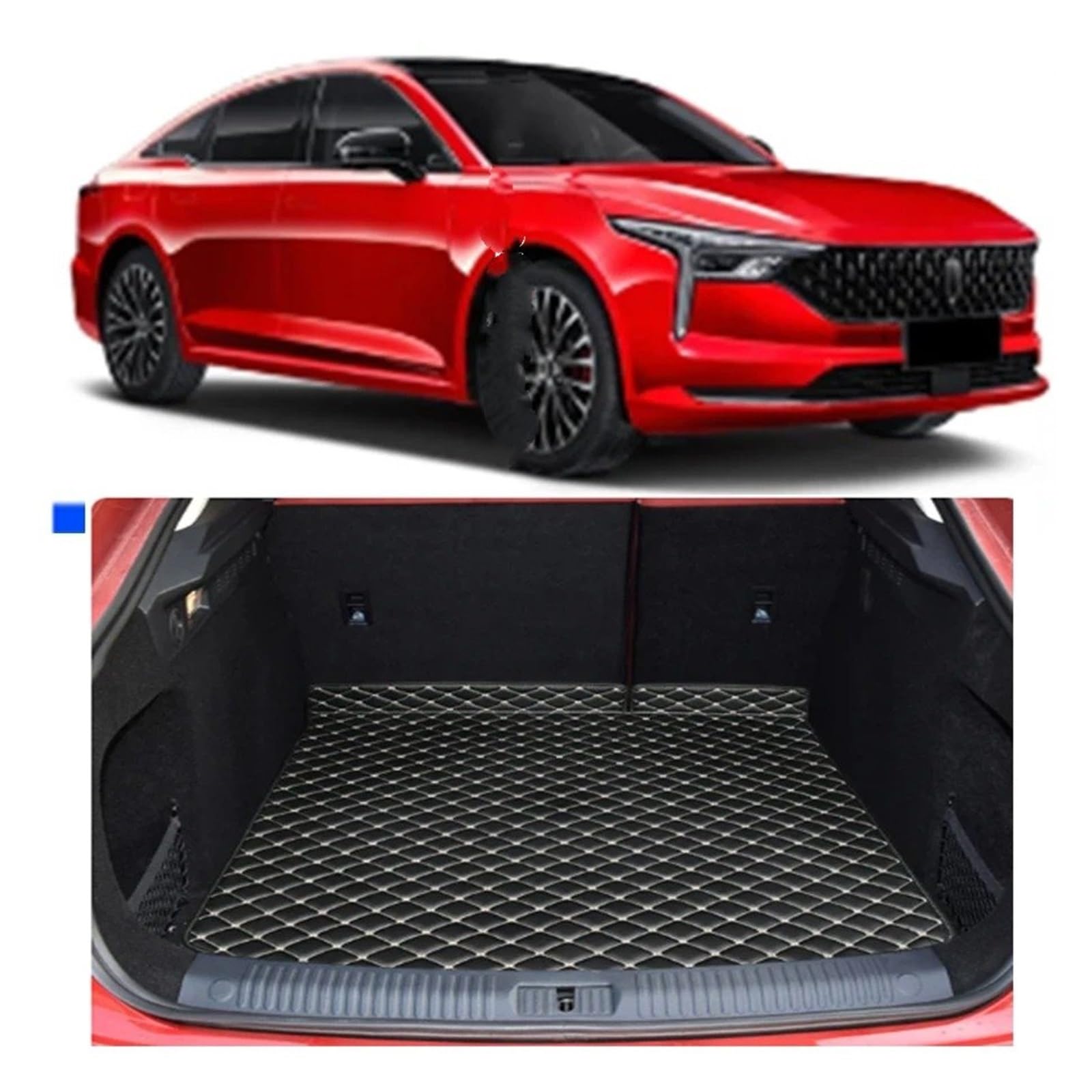 Kofferraumwanne Für FAW BESTUNE B70 2021-2025 Custom Car Trunk Hauptmatten Wasserdicht Kratzfest rutschfest Schützen Sie Die Abdeckung Schutzfrachtmatte(2)