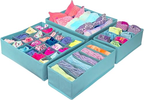 Miniatura 2 de Conjunto de 4 separadores de cajones plegables Sorbus, cajas de almacenamiento, organizadores de clóset, organizador para debajo de la cama