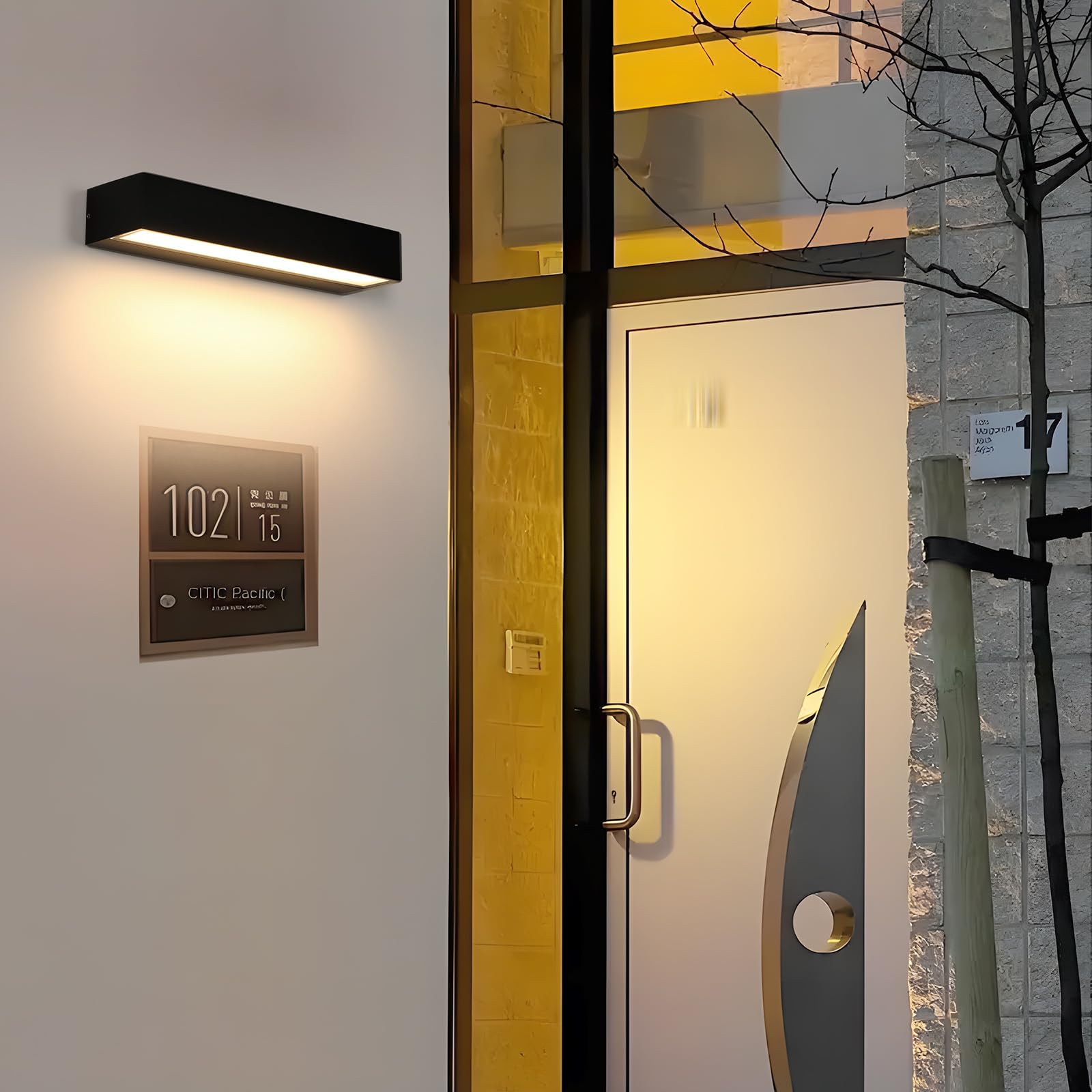 Riserva Apliques de Pared Exterior 16W, IP65 Impermeable Lámpara de Pared LED Moderna, 3000K Blanco cálido, Negro