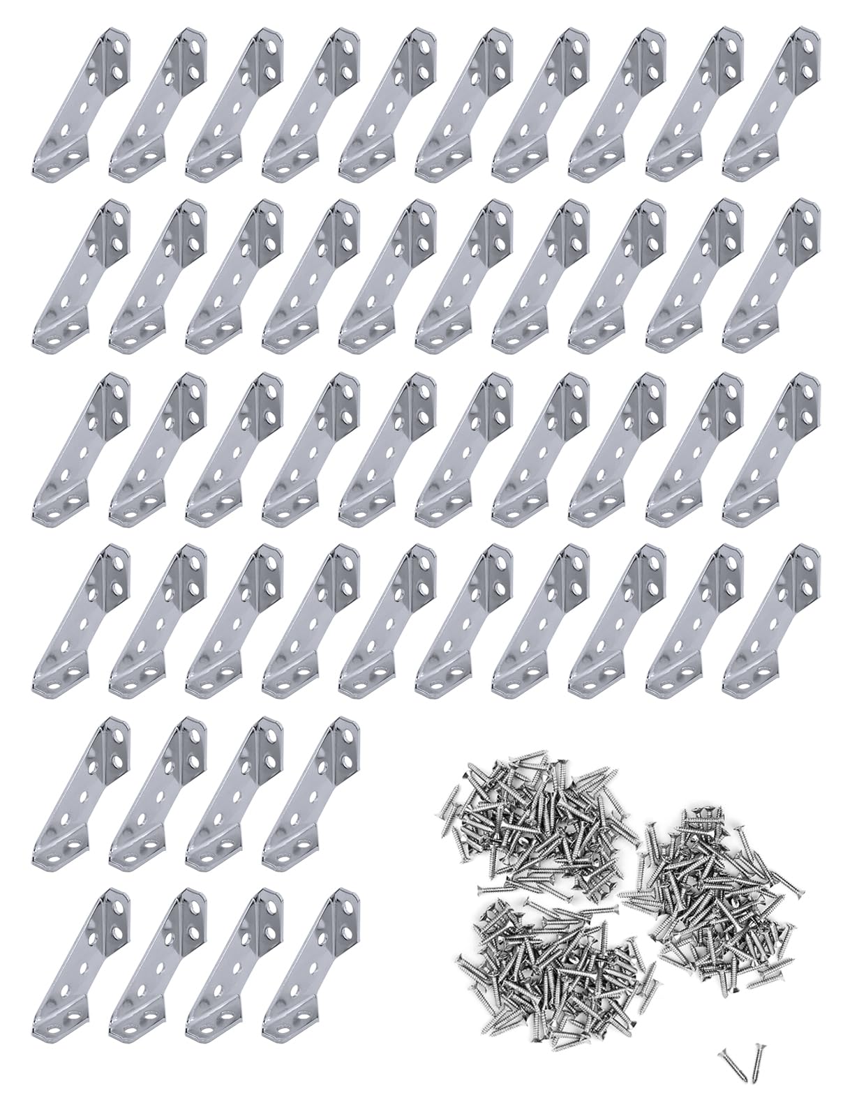 Stainless Steel Thickness Multifunction Triangle Corner Brace, Universal Furniture Corner Connector Angle Bracket Support with Screws Angle Fasten Connector Furniture Triangle Support Frame (48)
