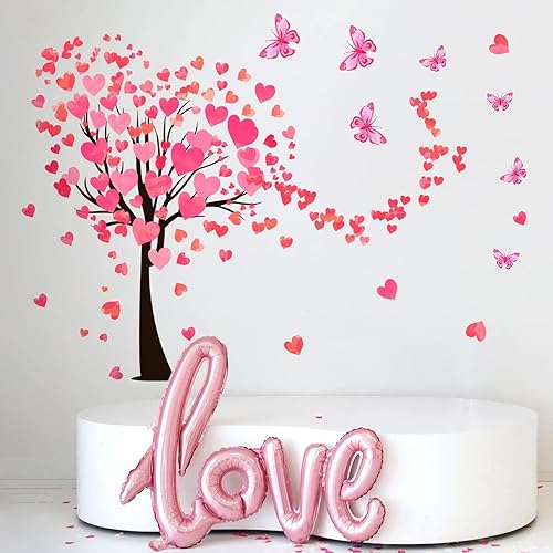 Miniatura 2 de Calcomanías de pared para San Valentín, 53.54 x 40.55 pulgadas, calcomanías de pared de corazón de San Valentín, boda, aniversario, decoración