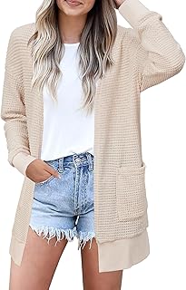 Women's Fall Fashion Cardigan Sweater Lightweight Open Front Long Casual Outfits with Pockets