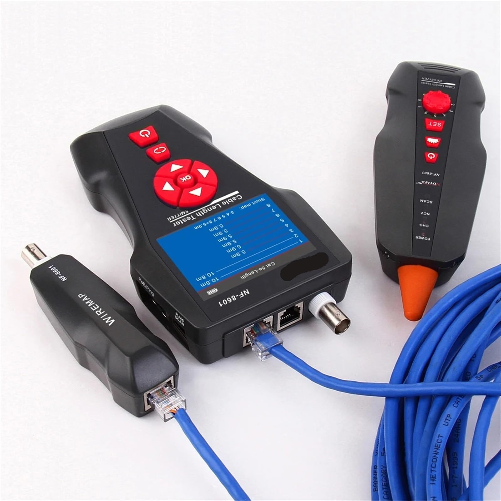 Netzwerkkabeltester, Netzwerkkabeltester NF-8601 Leitungssucher BNC RJ45 RJ11 Cat5 Cat6 Cat7 Lan Ping Poe Längentest Netzwerkkabel-Tracker
