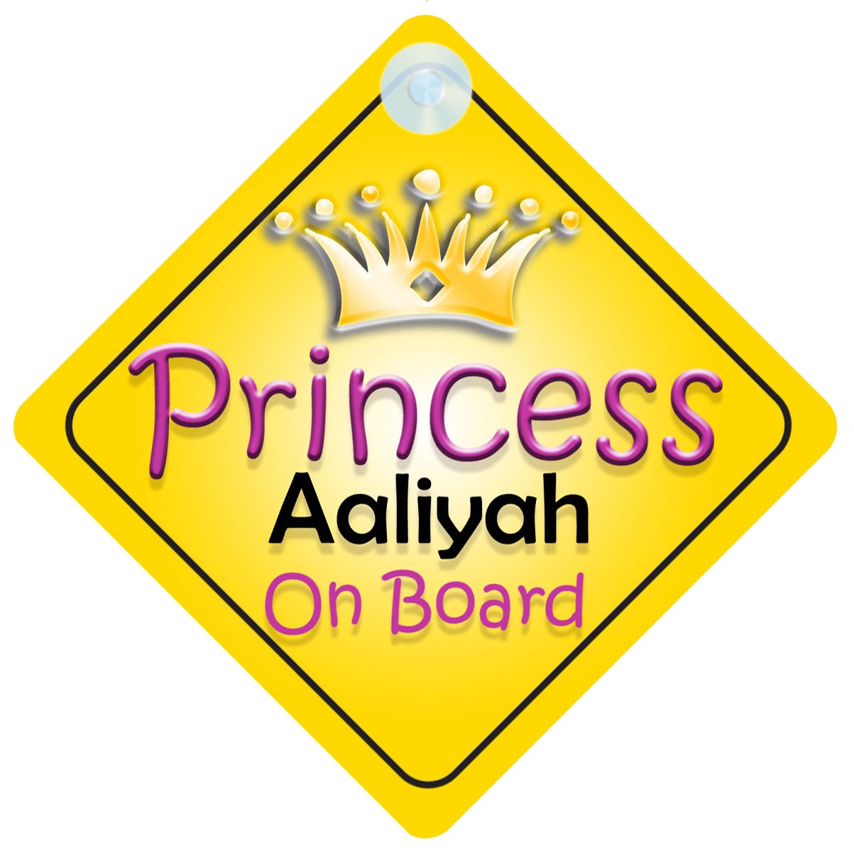 Princess Aaliyah On Board Girl Car Sign Child/Baby Gift/Present 002