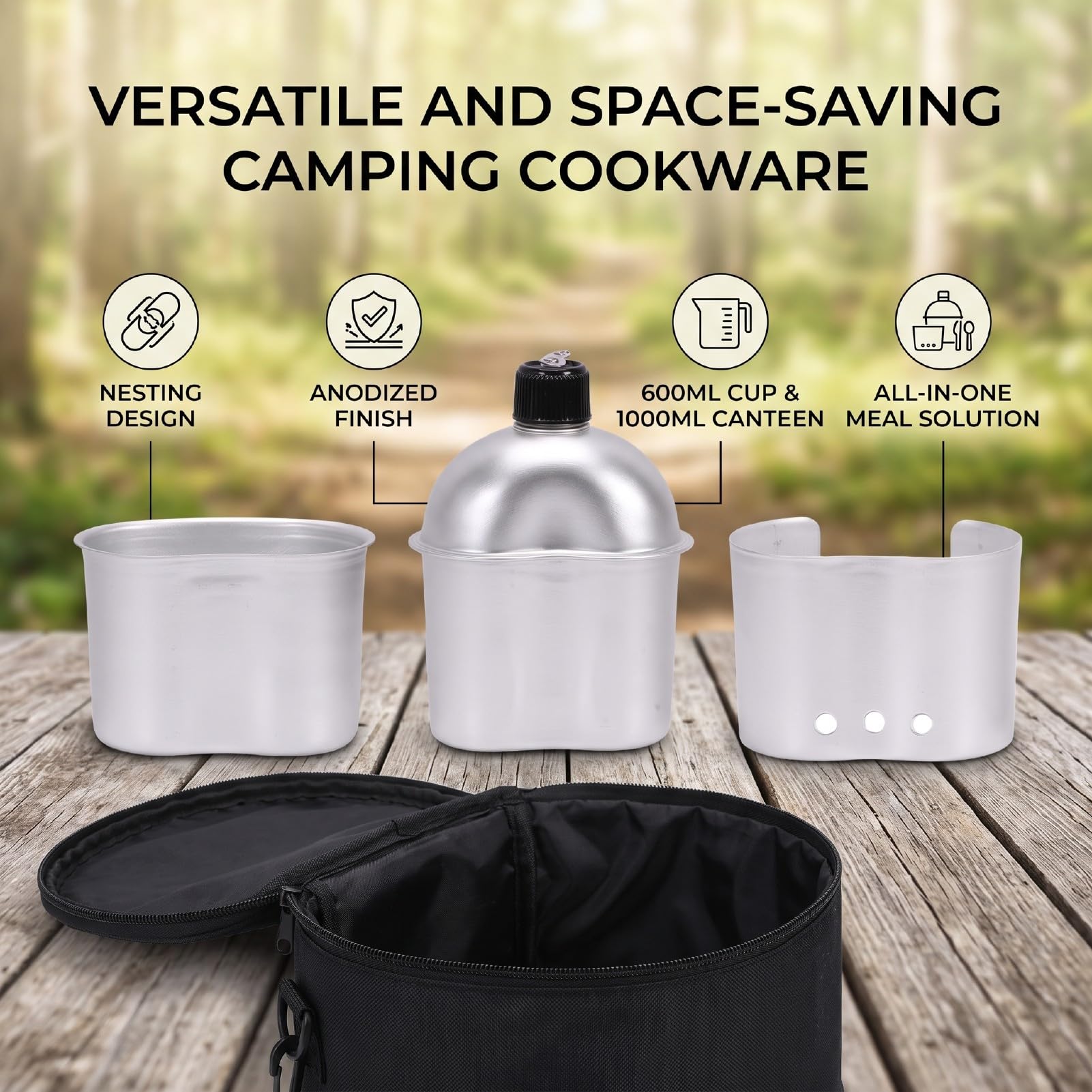 Lixada Set di Pentole da Campeggio, Set da Cucina in Alluminio per Tazze