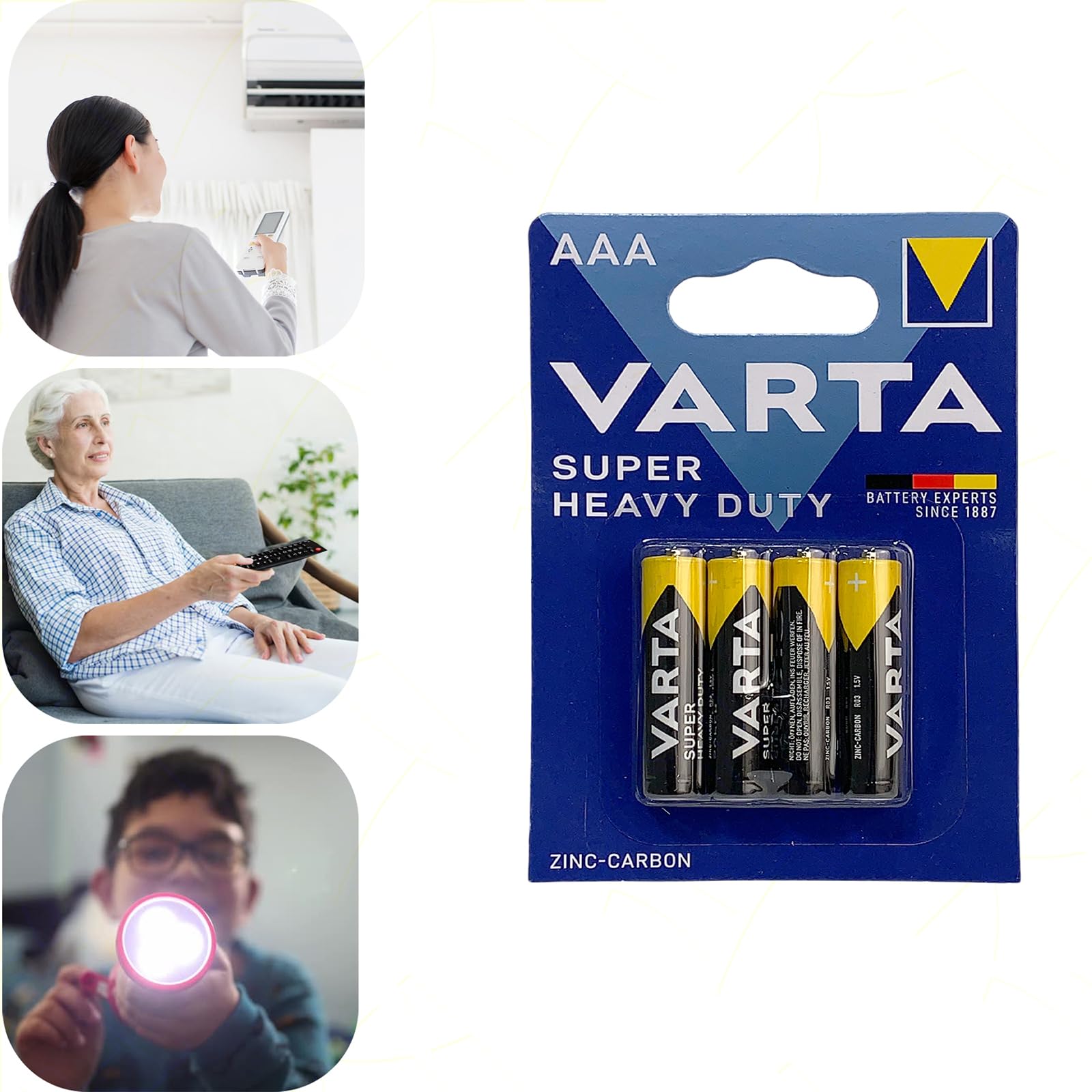 Varta Superlife Zinc Batteries | pour télécommandes, lampes de poche et appareils à faible consommation | Fiables et économiques (Ministilo AAA R03, 4 packs)