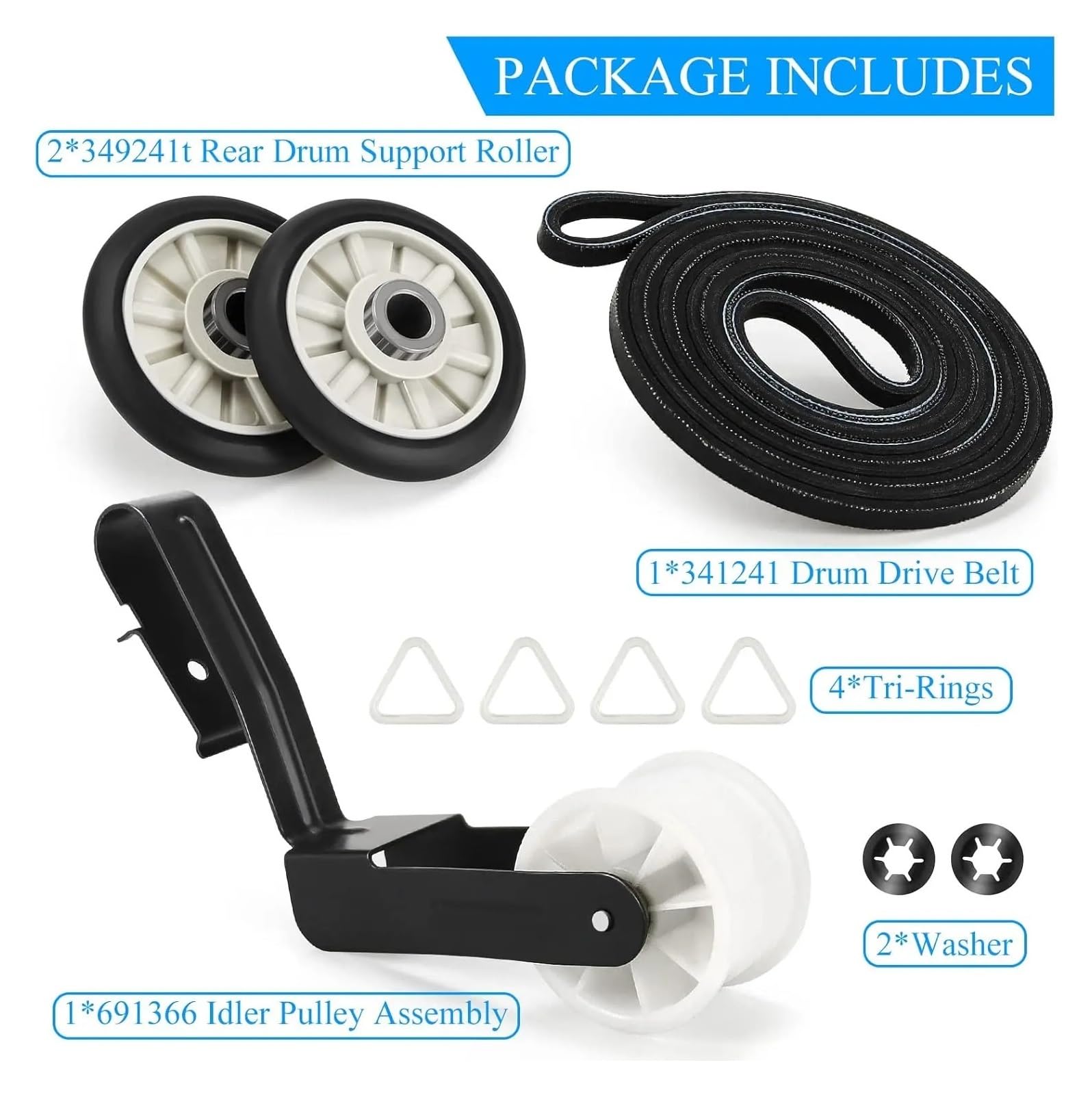 HWEIH 4392065 Kit de mantenimiento y reparación de secadora compatible con secadora de 29'' de ancho