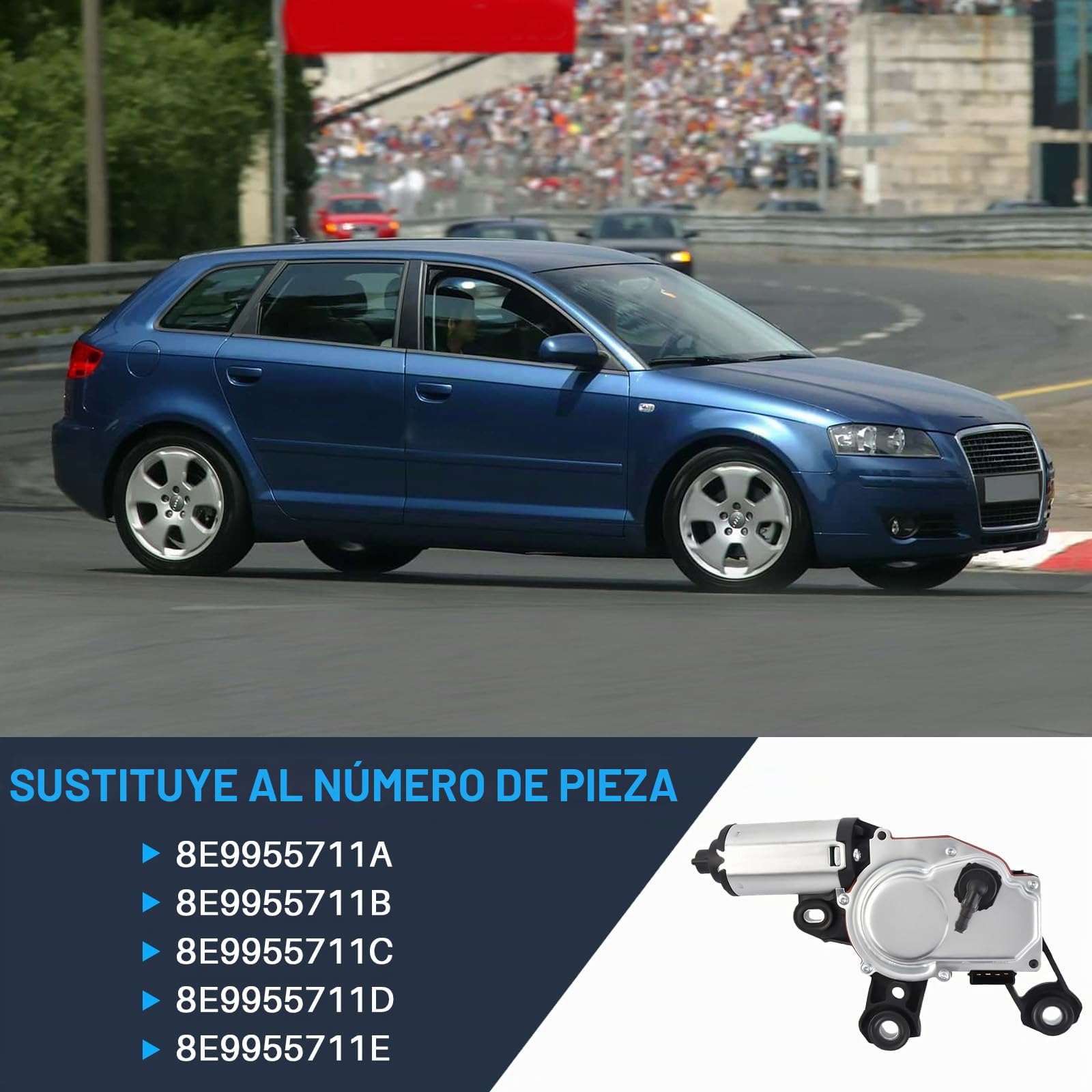 Motor del limpiaparabrisas trasero Motor del limpiaparabrisas trasero Compatible con 2003-2018 A3 8P A4 A6 Q5 Q7 Recambio para 8E9955711A 8E9955711E 8E9955711C