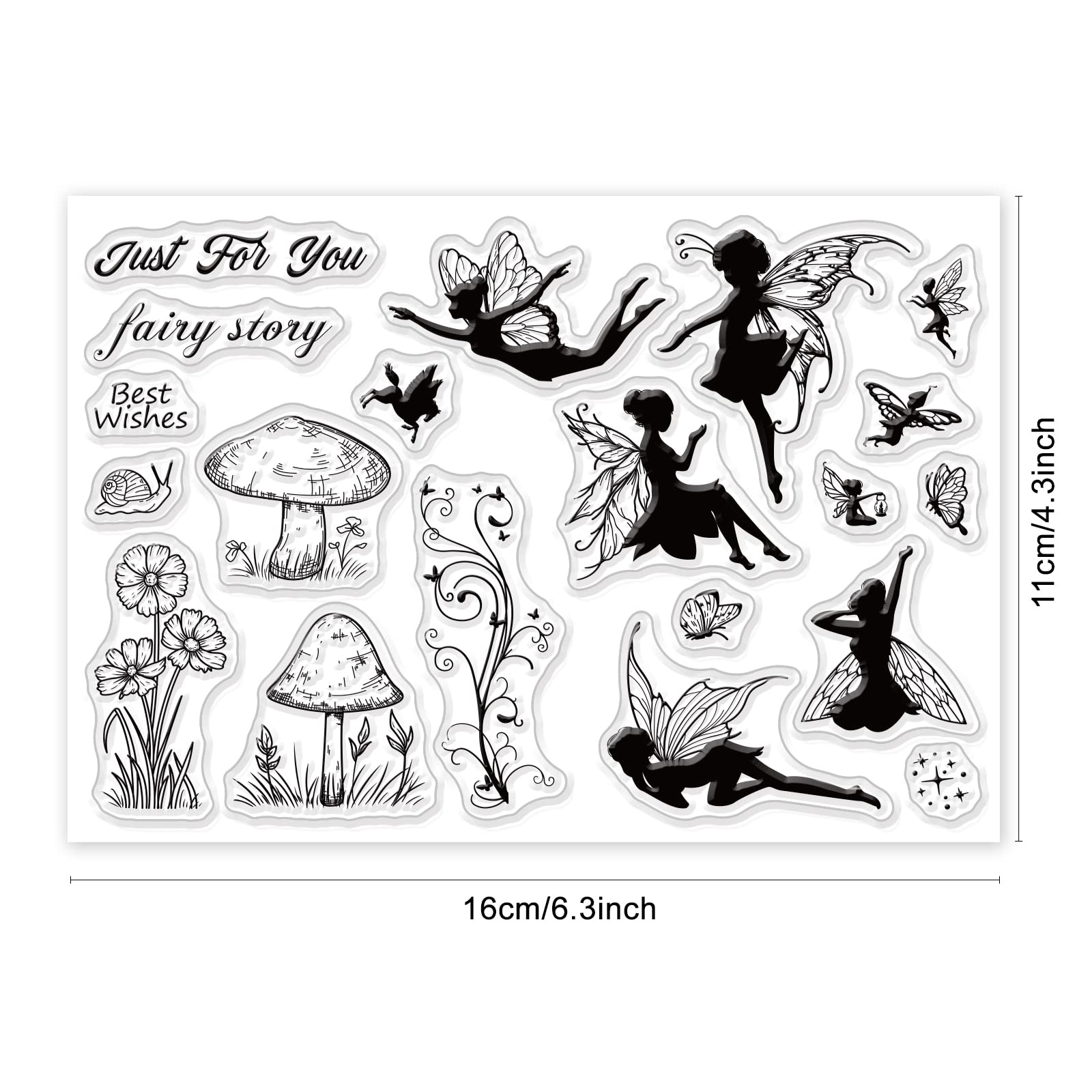 Amazon.co.jp: PH PandaHall 妖精柄 クリアスタンプ ゴム印 可愛い 花