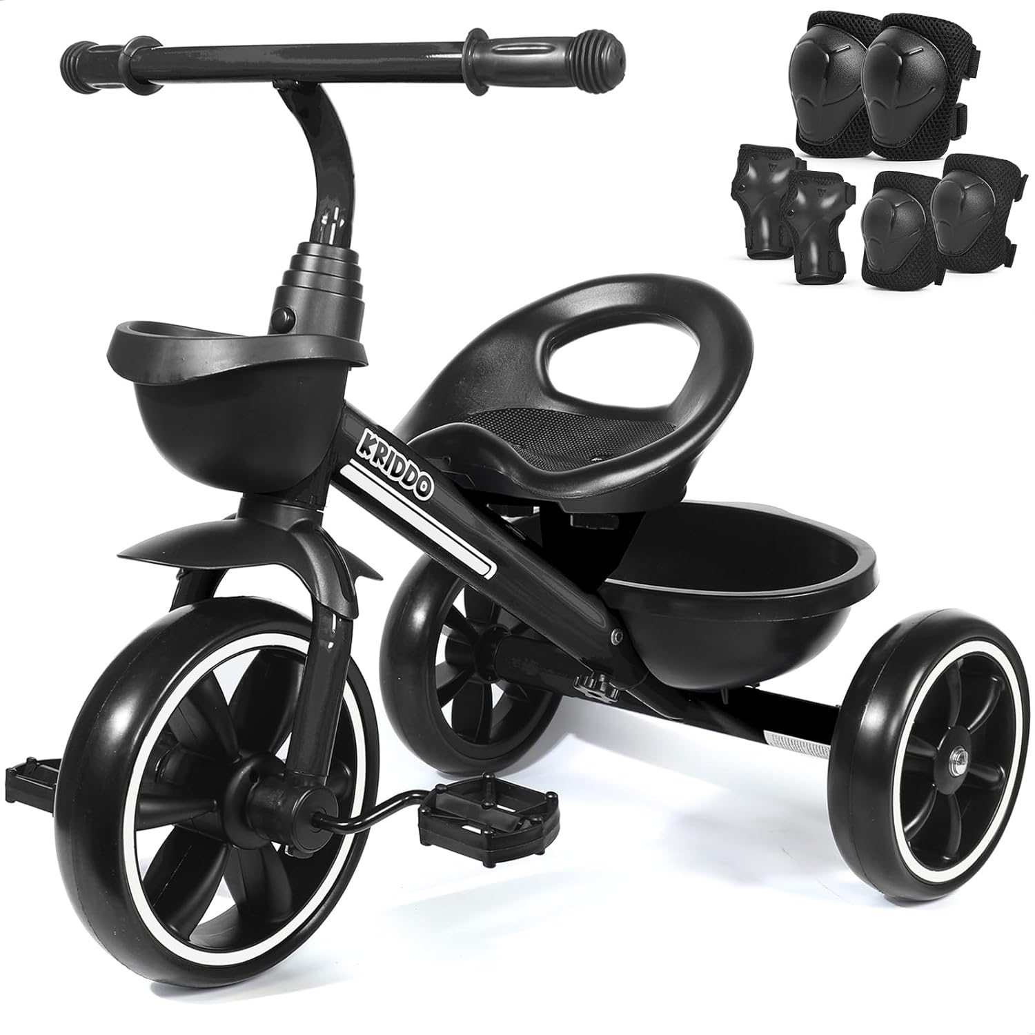KRIDDO Kids Tricycle and 3-in-1 Protective Gear Set