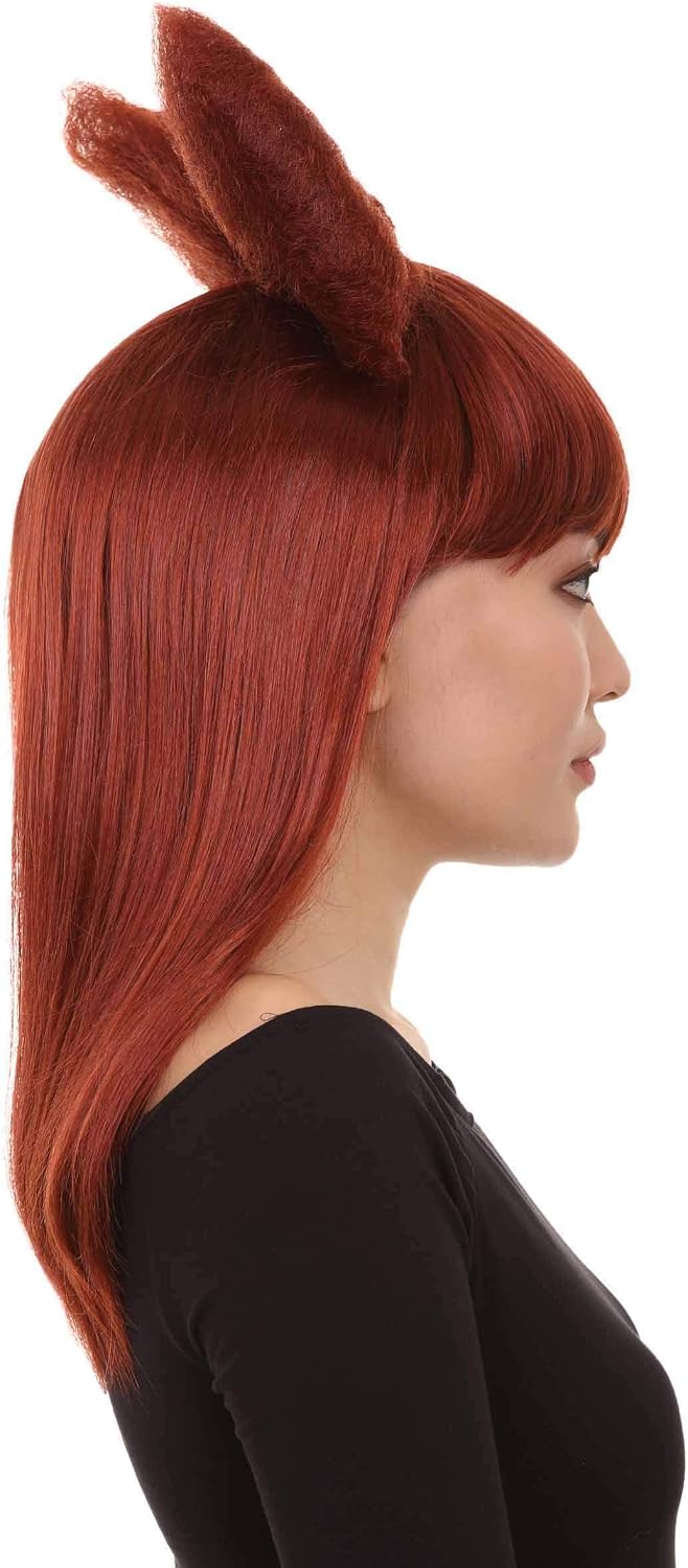 Long Hair Bow Wig, Dark Auburn HW-1186