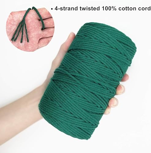 Miniatura 3 de BYWORLD - Cuerda de macramé de 0.118 in, cuerda de algodón de 220 yardas (656.2 ft), cuerda de macramé de color 100% algodón natural para kit de