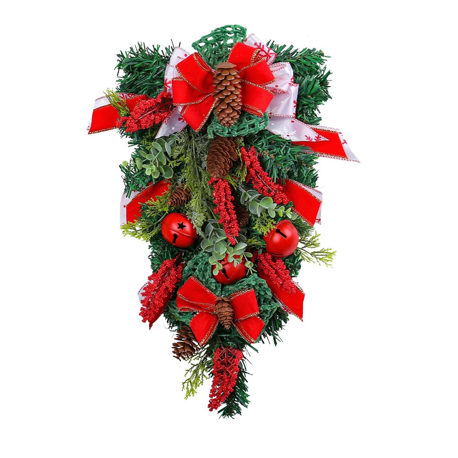 Yhplxyuus Christmas Decorative Garlands with Bells Sophisticated Christmas Tree Wreath for Doorway Holiday Wall Hanging Decoration Decorative Wreath