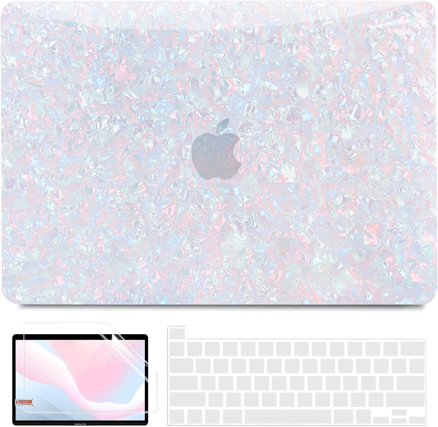 BELKA Compatible with MacBook Pro 13 inch Case M2 2025 2024 2023 2022 2021-2016 A2338 M1 A2251 A2289 A2159 A1989 A1708 A1706, Plastic Hard Shell Case+Keyboard Cover+Screen Protector, Shiny Pearl