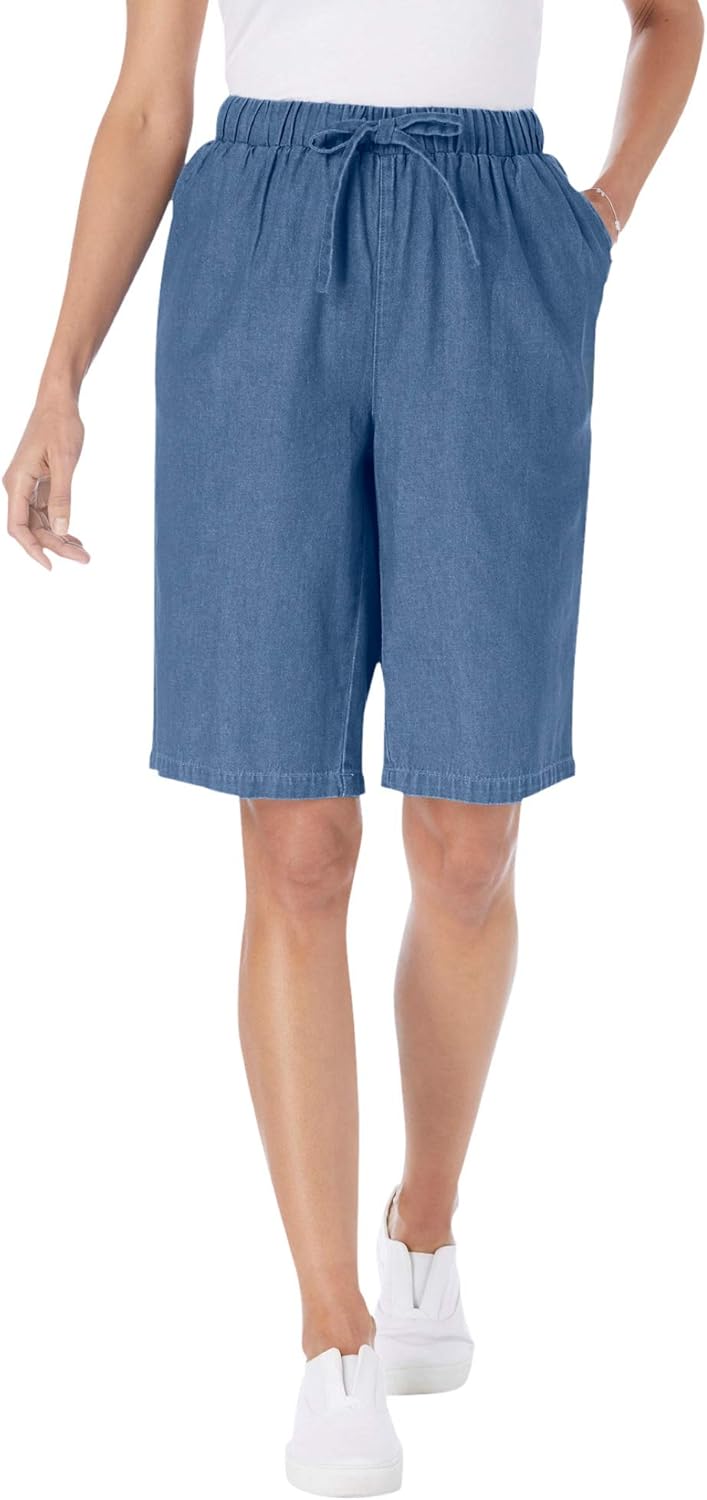 Woman Within Plus Size Drawstring Denim Short