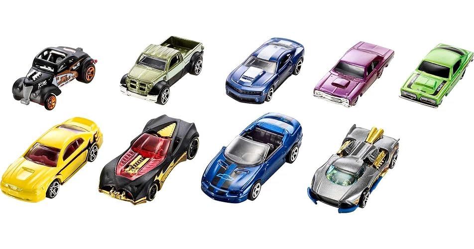 Coches y Camiones de Juguete Hot Wheels Paquete de 9, Conjunto de 9 Vehículos en Escala 1:64, Incluye 1 Exclusivo, para Niños y Coleccionistas (Los Estilos Pueden Variar)