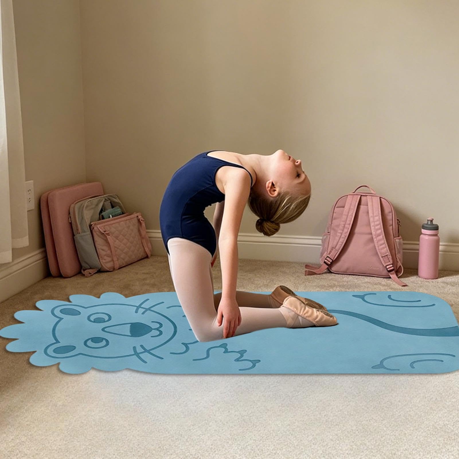 Esterilla de yoga pequeña | Almohadilla de pilates con patrón de animales de dibujos animados | Esterilla de yoga portátil | para el hogar, gimnasio, sala de estar, oficina, dormitorio, apartamento