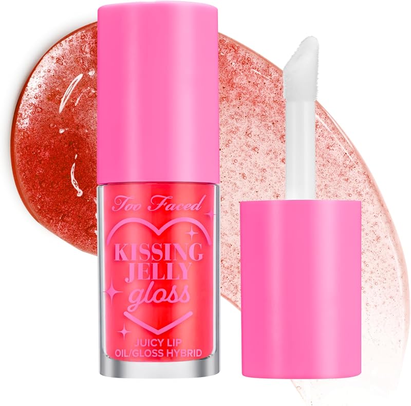 Too Faced Kissing Jelly Lip Oil Gloss | Hydrating Lip Oil + Gloss Hybrid for Instant Moisture and Shine