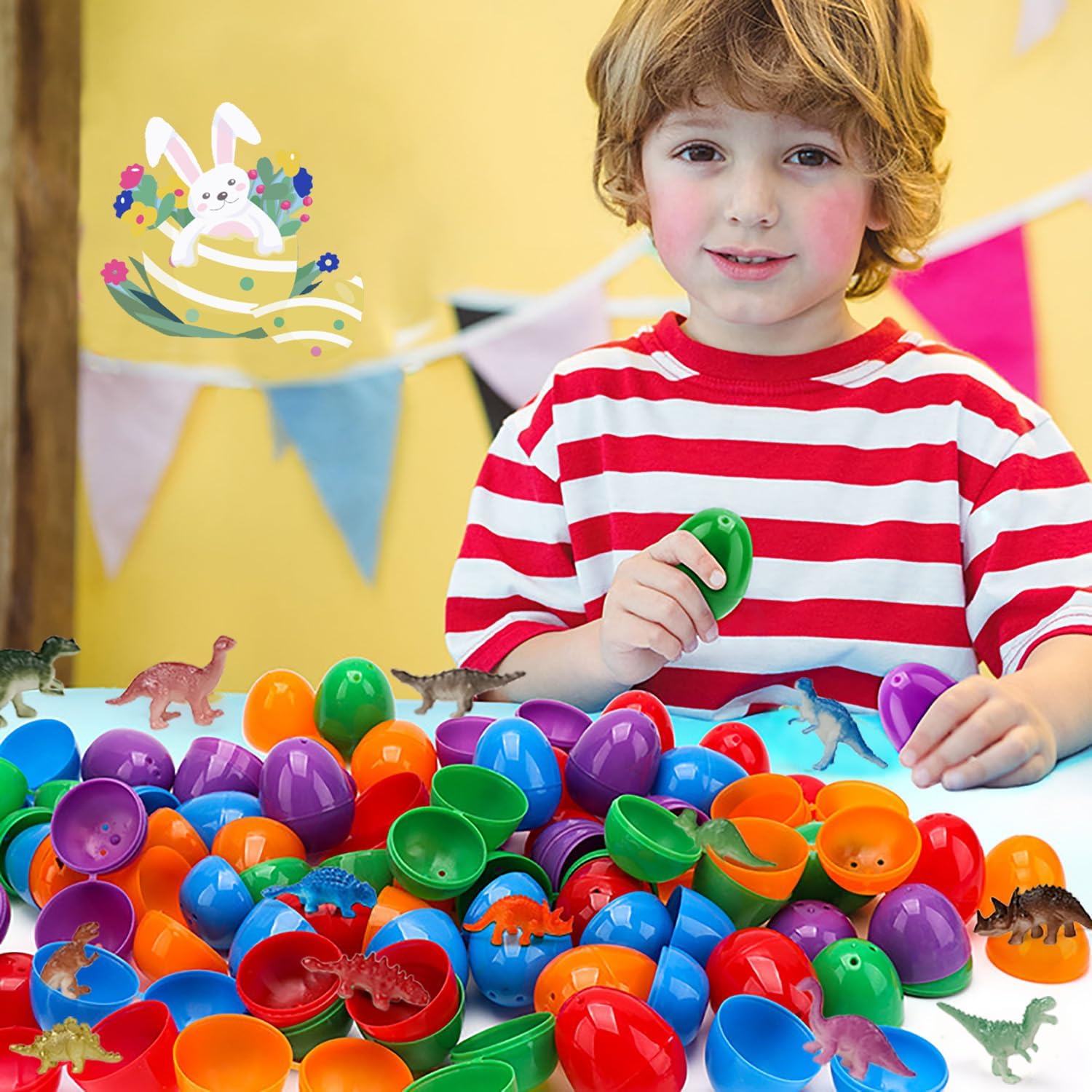 24Pack Easter Eggs with Dinosaur Toys Easter Basket Stuffers Easter Party Favors for Kids Easter Egg Hunt Filler Classroom Prizes - Image 8