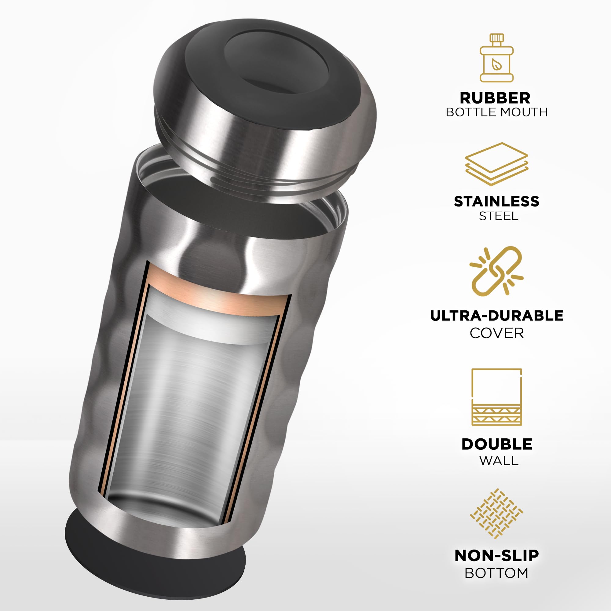 Premium Weinkühler – 750 ml Edelstahl-Flaschenkühler, doppelwandig & vakuumisoliert – hält Wein für 6+ Stunden kalt – perfektes Geschenk für Weinliebhaber – passend für die meisten Champagnerflaschen